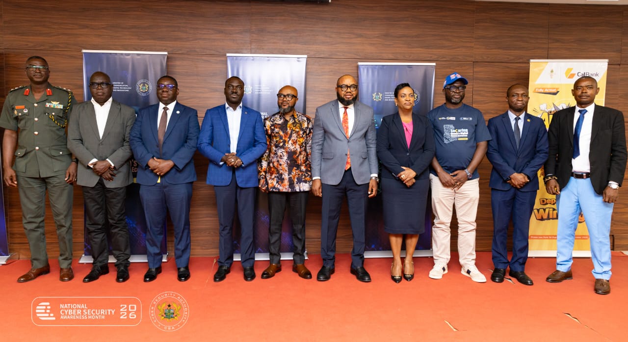 Officials at the 2026 National Cyber Security Awareness Month media launch. Photo: Cyber Security Authority, Ghana.